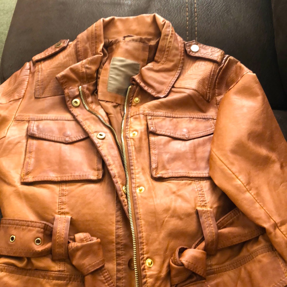 Vegan Leather Belted Jacket